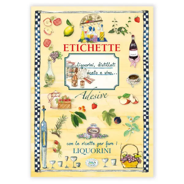 Etichette liquorini, distillati, aceto e vino