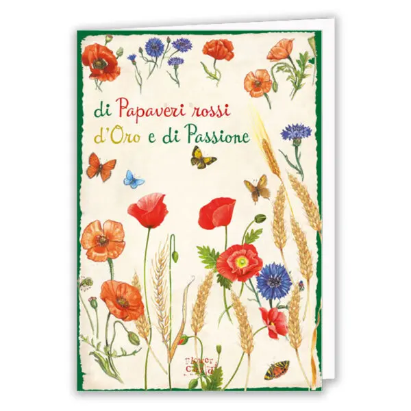 Flowercard Papaveri rossi d'oro e di passione