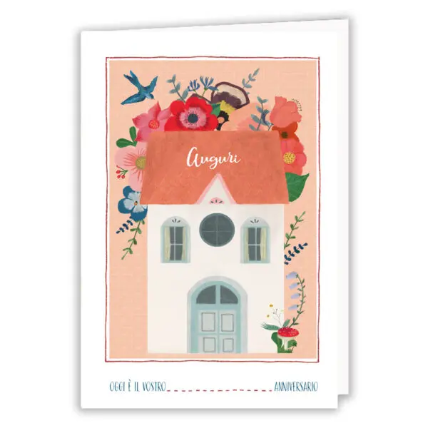 Auguri per il vostro Anniversario - Casa con fiori