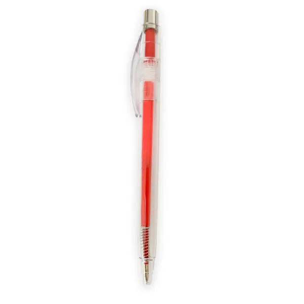 Penna a sfera plastica trasparente rosso