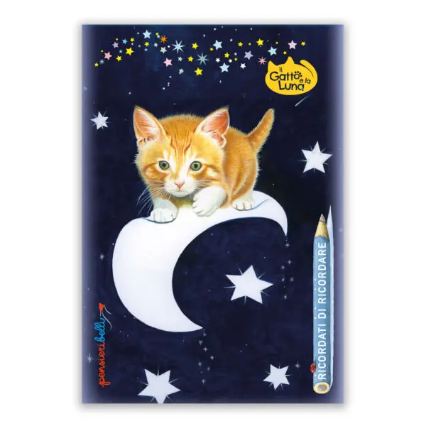 Mini blocco Il gatto e la luna Sulla falce di luna
