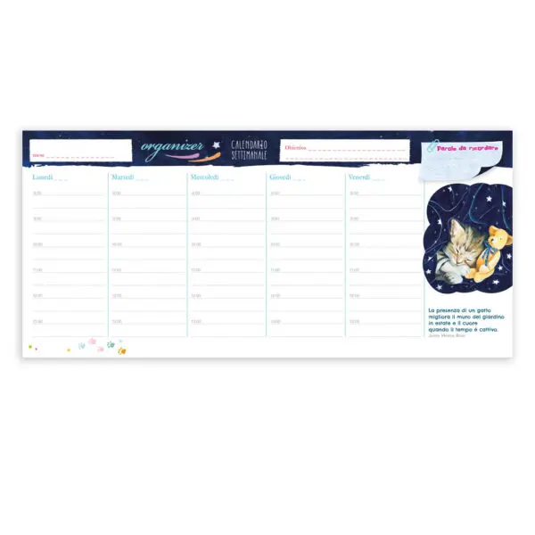 Organizer Settimanale - Il gatto e la luna (con spirale) - immagine 2