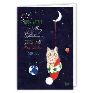 Buon Natale - Gatto appeso alla luna